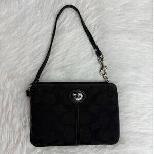 COACH Black Signature Canvas Wristlet